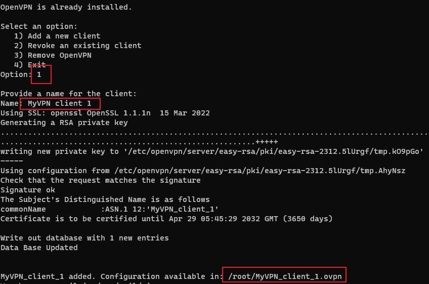 add OpenVPN client user
